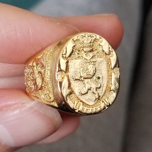 14k gold plated mens king lion ring size 10
